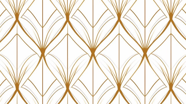 Fototapeta Elegant gold line geometric pattern seamless wallpaper. repeating golden texture background   