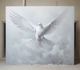white dove flying in the sky