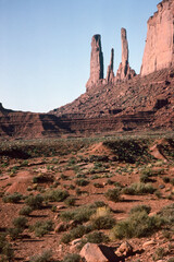 Natural landscape of limestone and sandstone rock formations inside a national parks in utah and...