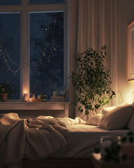 A cozy bedroom scene with soft lighting, emphasizing the importance of quality sleep