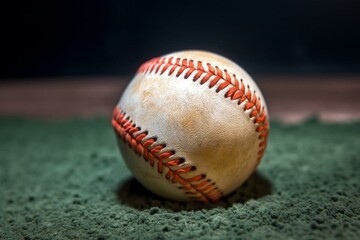 Closeup of baseball. Generative AI