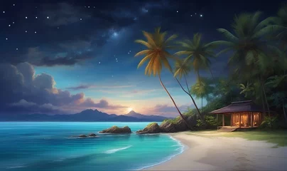 Crédence de cuisine en verre imprimé Anse Source D'Agent, île de La Digue, Seychelles beach on the background of tropical trees and rocks, evening atmosphere, landscape