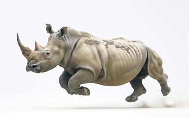 Rhino side view isolated on white background . Generative AI