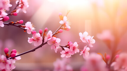 Exquisite pink peach blossoms flourishing in a vibrant garden
