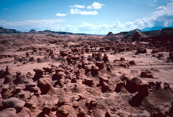 Natural landscape of limestone and sandstone rock formations inside a national parks in utah and...