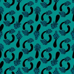 Autumn seamless cartoon polka dots mushrooms pattern for wrapping paper and fabrics and kids print and Halloween