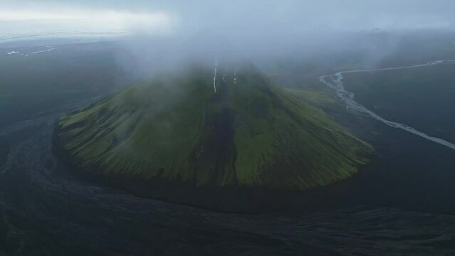 Majestic Maelifell Volcano enveloped in mist