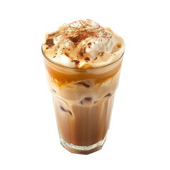 Iced coffee with cold foam isolated on transparent background