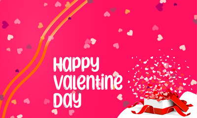 Happy Valentine's Day greeting card with a pink background, suitable as a greeting card to friends, girlfriends or family