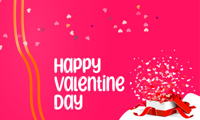 Happy Valentine's Day greeting card with a pink background, suitable as a greeting card to friends, girlfriends or family