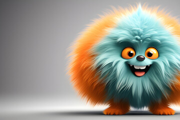 Fototapeta premium Cute orange fluffy monster - lovely being playing vector ball character generative ai