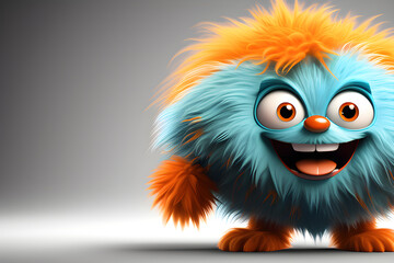 Fototapeta premium Cute orange fluffy monster - lovely being playing vector ball character generative ai