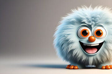 Cute orange fluffy monster - lovely being playing vector ball character generative ai - obrazy, fototapety, plakaty