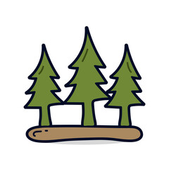 Pine tree doodle icon. Forest and nature theme. Isolated design. Vector illustration