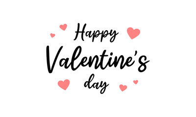 Happy Valentine's day vector text element with hearts. Valentines day typography design, background, illustration.