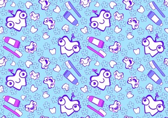 Cartoon medicine design seamless teeth and toothpaste pattern for fabrics and wrapping paper and kids print