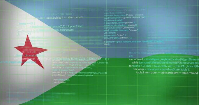 Animation of processing data over flag of djibouti