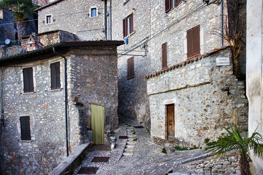 The intriguing streets and narrow alleys of the beautiful medieval city of Narni, (Italy, Terni)