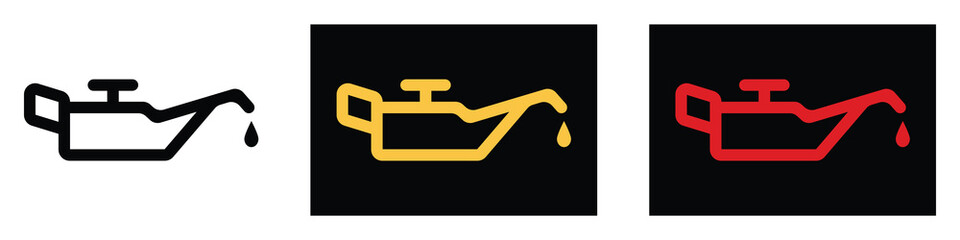 Icon of oil check in motor. Car engine. Warning light indicator. Vector Symbol of pressure in engine. Logo for dashboard, automobile panel and service