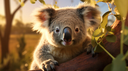 Obraz premium Portrayal of a Wild Koala. Generative AI