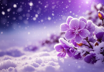 Snow Fall onViolet Blossom, using Generative ai