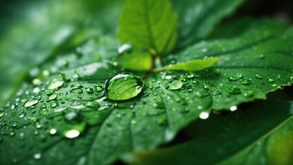 Water Drops on Leaf, Autumn Season, using Generative ai