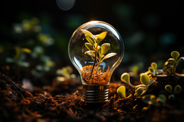 A plant growing inside a lightbulb - renewable energy - climate change 4