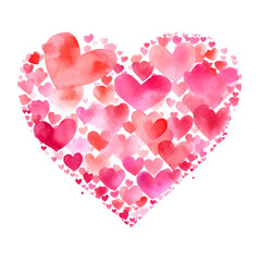 heart made of hearts, watercolor png print, Valentine's day
