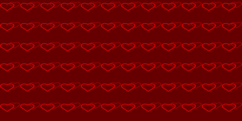 Love romantic theme Vector abstract texture with linear hearts. Stylish design for wrapping fabric cloth print wedding decor. Valentines day pattern Textile swatch Red Heart Vivid red seamless pattern