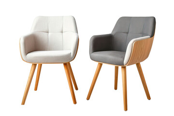 Scandinavian style modern chairs over white transparent background