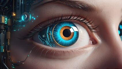 Pixel Portal: Stunning 3D Visualization of Tech Eye. AI generated