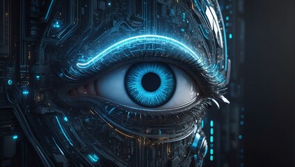 Techno Vision: Immersive 3D Digital Eye Art. AI generated