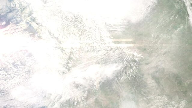 Zoom in from space and focus on Hayden, Idaho, USA. 3D Animation. Background for travel intro. Elements of this image furnished by NASA.
