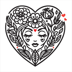 Valentine's day for love floral flower design vector logo icon illustration for graphic design