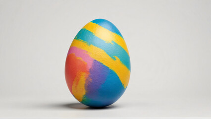 colorful painted easter egg on white background, Generative Ai