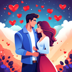 Valentine's Day couple illustrations 