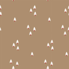 Christmas seamless background. Merry Christmas background. Winter holiday design with trees. Vector Christmas pattern for prints, cards, fabric, surface design.