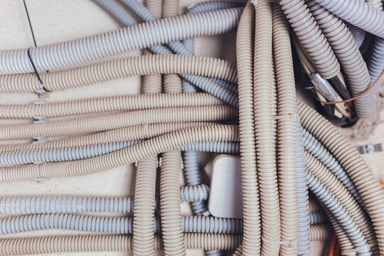 background of used electrical wires at collection center.