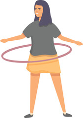 Girl circle play icon cartoon vector. Movement activity. After school teen