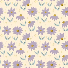 Abwaschbare Fototapete Seamless patterns and illustration with daisy flower. vector illustration. Cute summer wallpaper. © Anastasia