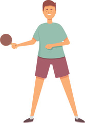 Boy ping pong play icon cartoon vector. School trainer. Play sport gym