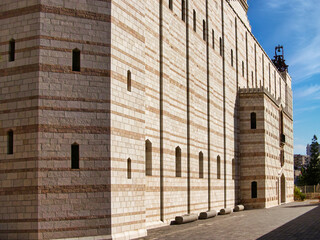Fototapeta na wymiar The Basilica of the Annunciation in Nazareth,Israel,stands on the site where the archangel Gabriel announced to Mary the forthcoming birth of Jesus