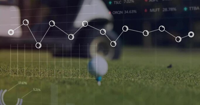 Animation of data processing over golf ball on tee