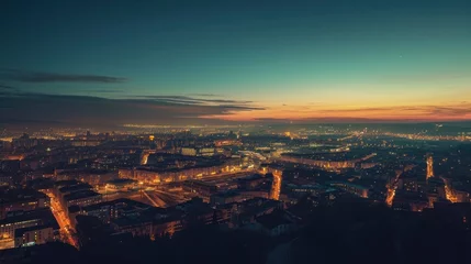 Foto op Aluminium Aerial view of peaceful cityscape before sunrise © Orxan