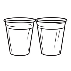 Cup in cartoon, doodle style. Isolated 2d vector illustration in logo, icon, sketch style, Eps 10, black and white. AI Generative