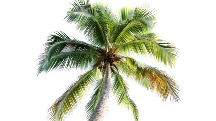 Coconut palm tree isolated on white background. Collection of palm tree
