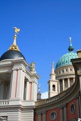 Fototapeta na wymiar Fortuna Gate at Potsdam City Palace and St. Nicholas Church