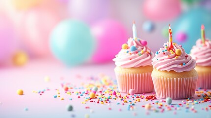 birthday cupcake with candles