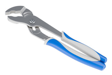 Slip Joint Pliers, Water Pump Pliers, Wrench Pliers with Comfort Grips, 3D rendering isolated on transparent background