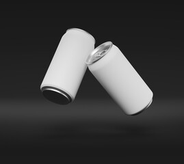 Mockup with Two White Cans on Black Background for Product Photography 